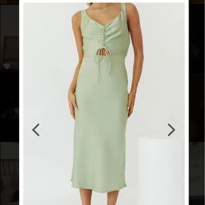 Verge Girl // Dolce Vita bias cut sage green dress